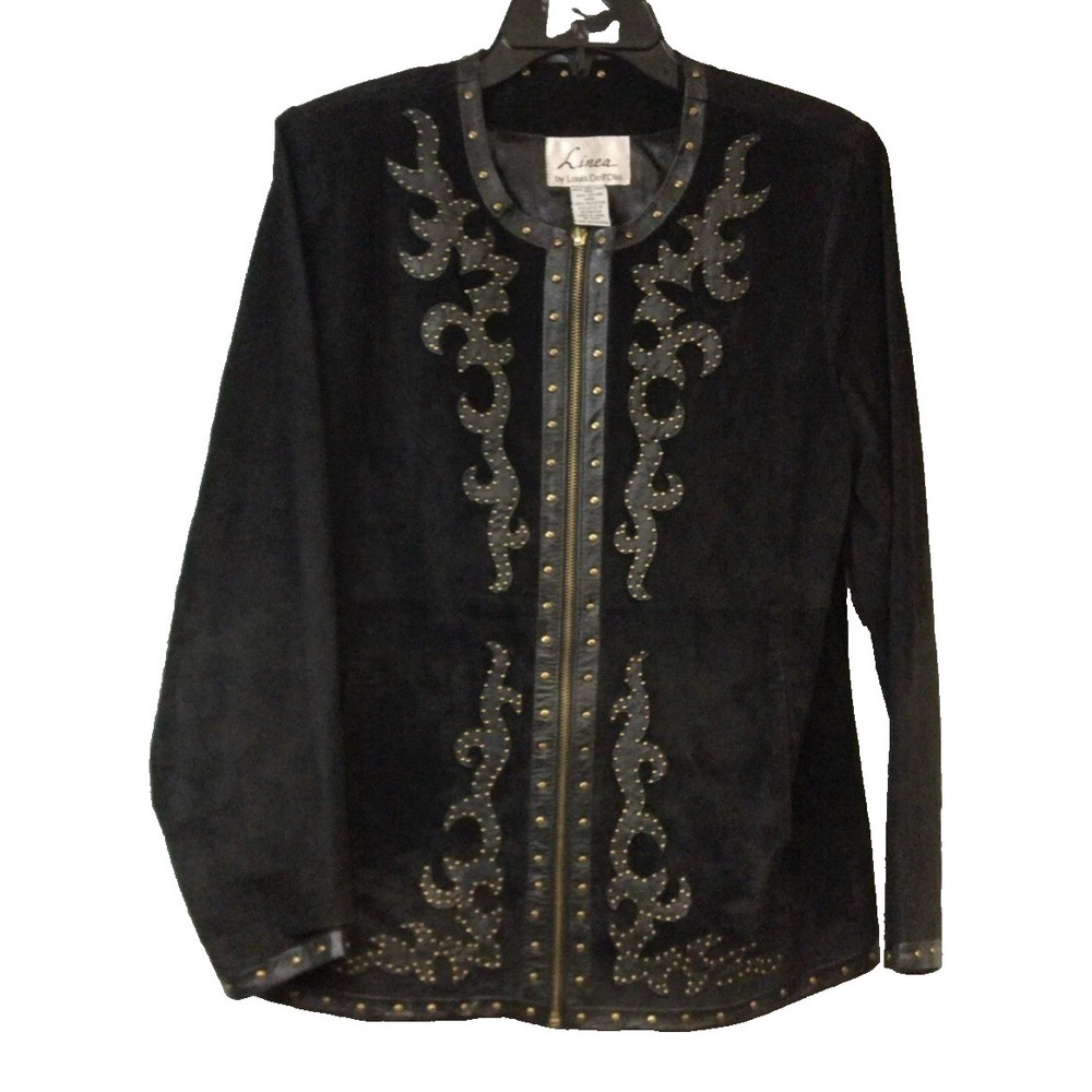 Linea by Louis Dell'Olio Black Studded Suede Jacket